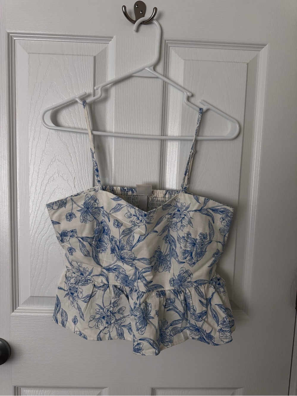 Floral Blue & White Peplum Cami Top